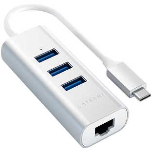 Хаб Satechi Type-C 2-in-1 USB Hub with Ethernet, Silver