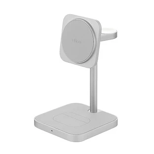 Беспроводное зарядное устройство uBear Evoke, 3-в-1, MagSafe совместимое, Qi2, цвет: серебро