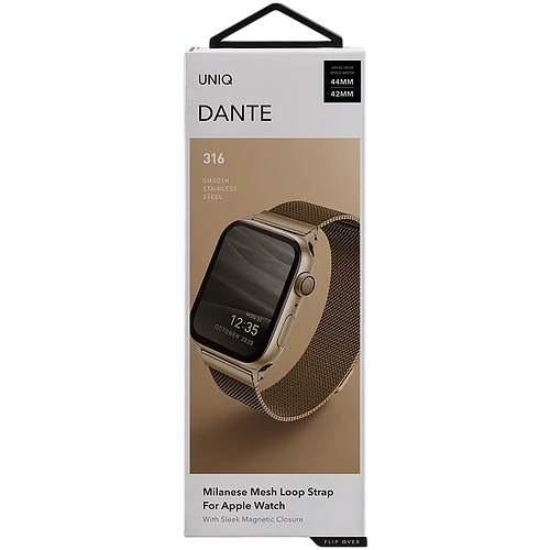 Ремешок UNIQ Dante Strap Steel для Apple Watch 44мм Dante Золотой для Apple Watch 42/44/45 mm