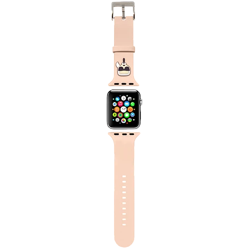 Lagerfeld для Apple Watch 45/44/42 mm ремешок Silicone Karl head Pink