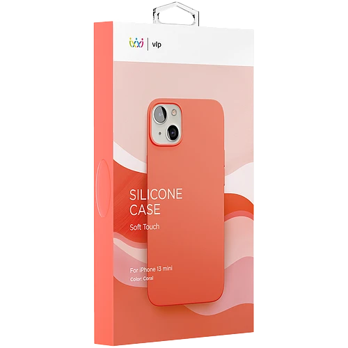 Силиконовый чехол VLP c MagSafe для iPhone 13 Mini, коралловый