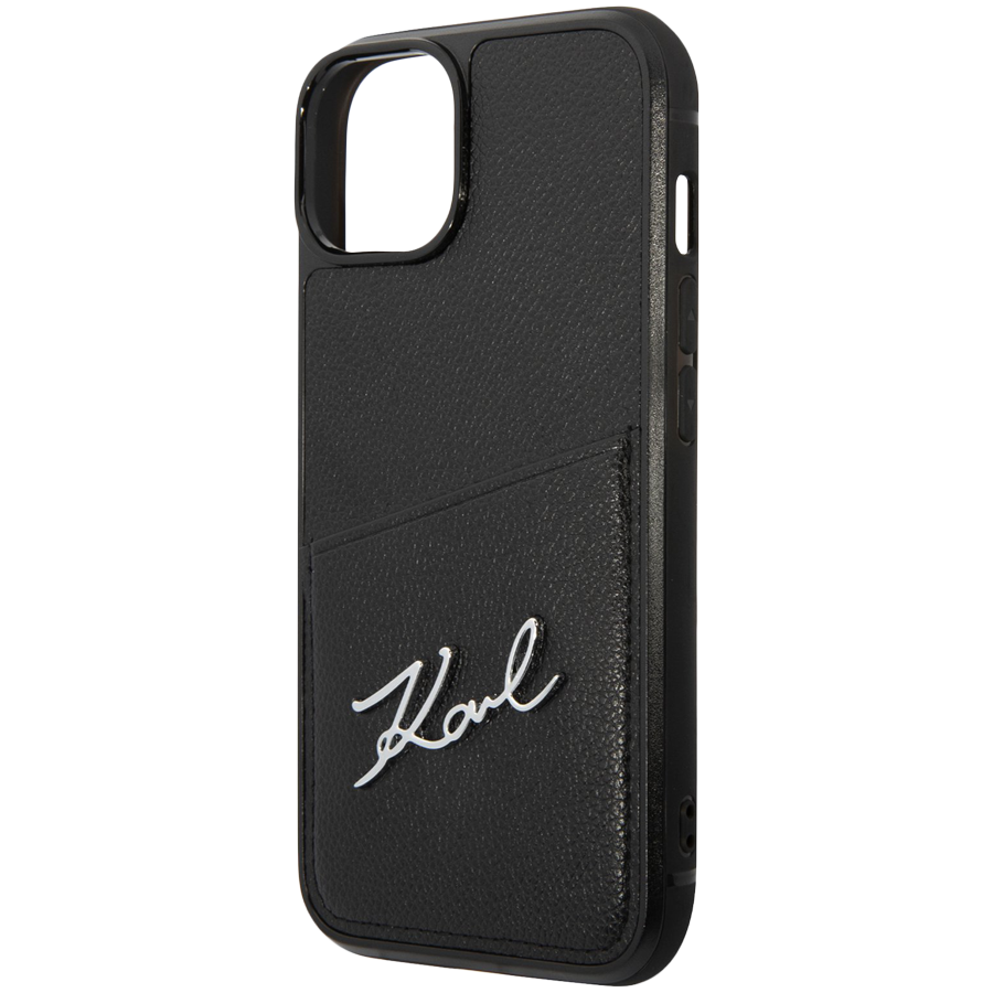 Lagerfeld для iPhone 14 чехол PU Signature logo with Cardslot Hard Black