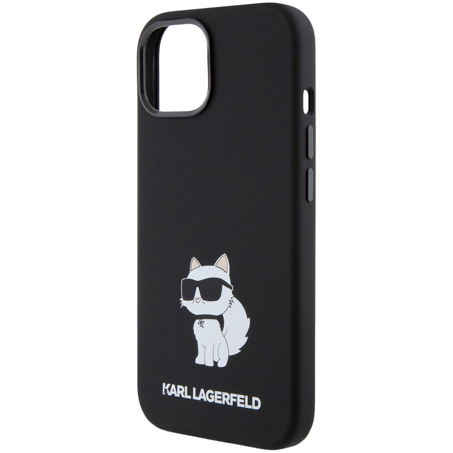 Lagerfeld для iPhone 15 чехол Liquid silicone NFT Choupette Hard Black