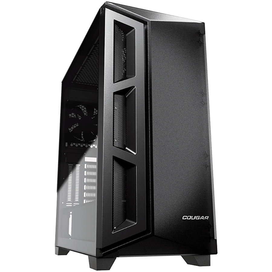 Корпус COUGAR GAMING Dark Blader X5 Midi Tower,  ATX, 9 слотов, USB 3.0, USB 2.0, Аудио разъем, Защитное антивандальное закаленное стекло, Power Button, Reset Button, PSU optional, Window, Поддержка системы жидкостного охлаждения, Чёрный