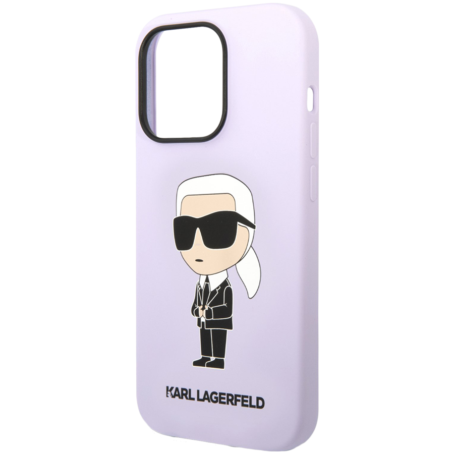 Lagerfeld для iPhone 14 Pro Max чехол Liquid silicone NFT Karl Ikonik Hard Purple