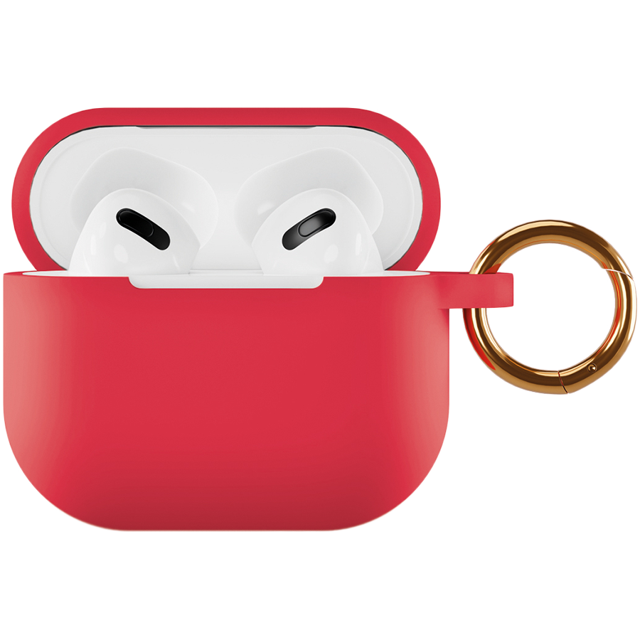 Чехол силиконовый VLP для AirPods 3 (2021),с кольцом, Soft Touch, красный