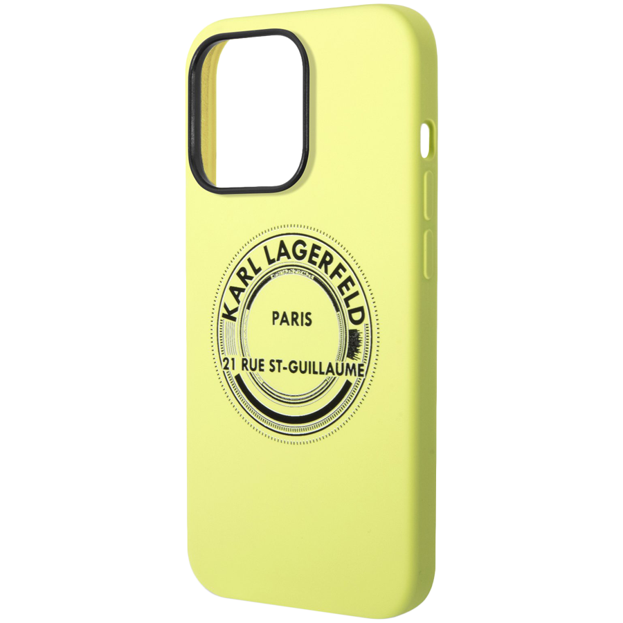 Lagerfeld для iPhone 14 Pro чехол Liquid silicone RSG Round logo Hard Green