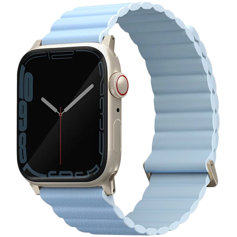 Uniq для Apple Watch 41/40/38 mm ремешок Revix Premium Ed. Leather/Silicone Arctic/Soft Blue