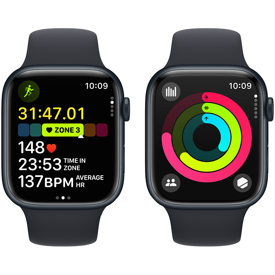 Apple Watch Series 9 GPS  Спортивный ремешок цвета «тёмная ночь», M/L, 45мм, бу, Тёмная ночь