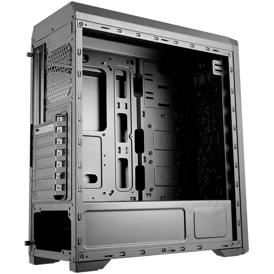 Корпус COUGAR GAMING Midi Tower,  ATX, 7 слотов, USB 2.0, Аудио разъем, USB 3.2 Gen 1, Пластик/Сталь 0.5 мм/Защитное антивандальное закаленное стекло, Power Button, Reset Button, Светодиодный индикатор, PSU optional, Window, Чёрный