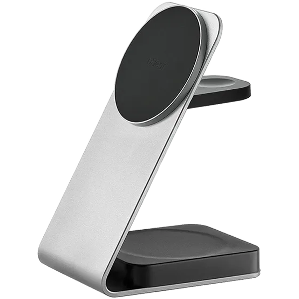 Беспроводное зарядное устройство uBear Level Pro, 25Вт, MagSafe совместимое, цвет: серебро