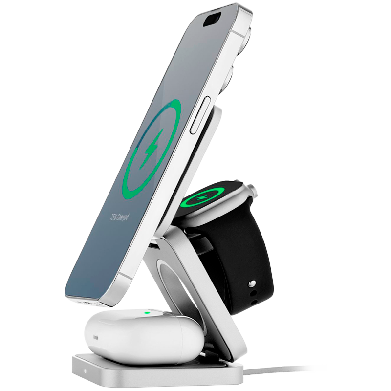 Беспроводное зарядное устройство с поддержкой MagSafe, uBear Balance, цвет:серебро