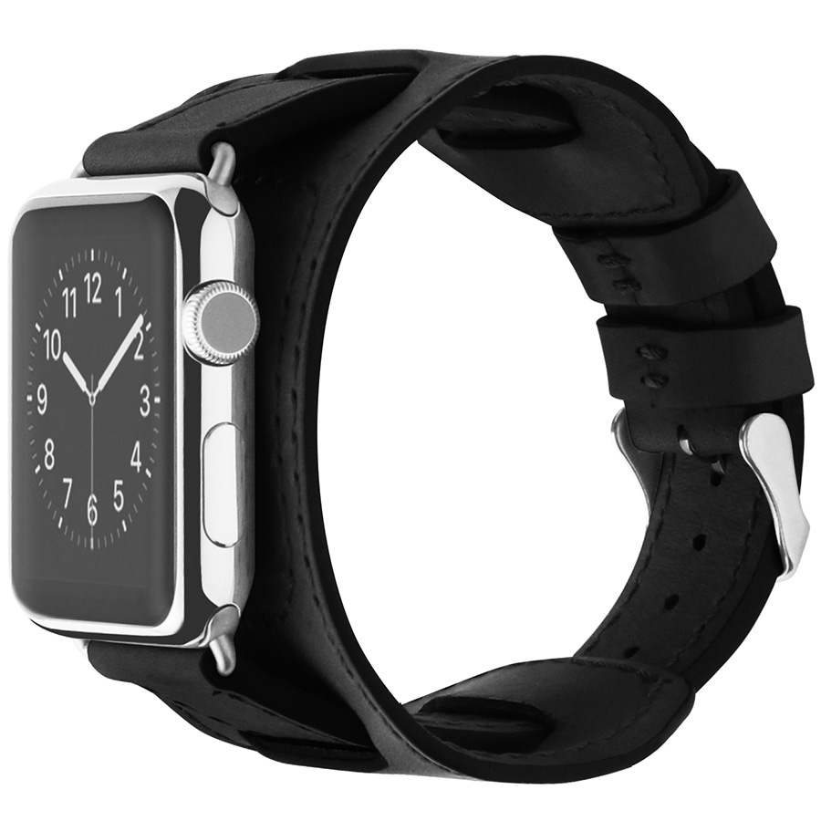 Ремешок COZISTYLE Wide Leather BandШирокий кожаный ремешок Чёрный42/44/45 mm