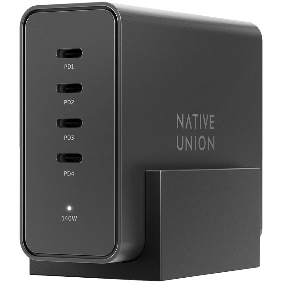 FAST GAN CHARGER PRO PD 140W-BLACK-EU, СЗУ 140W,  разъёмы USB-C . Цвет: чёрный