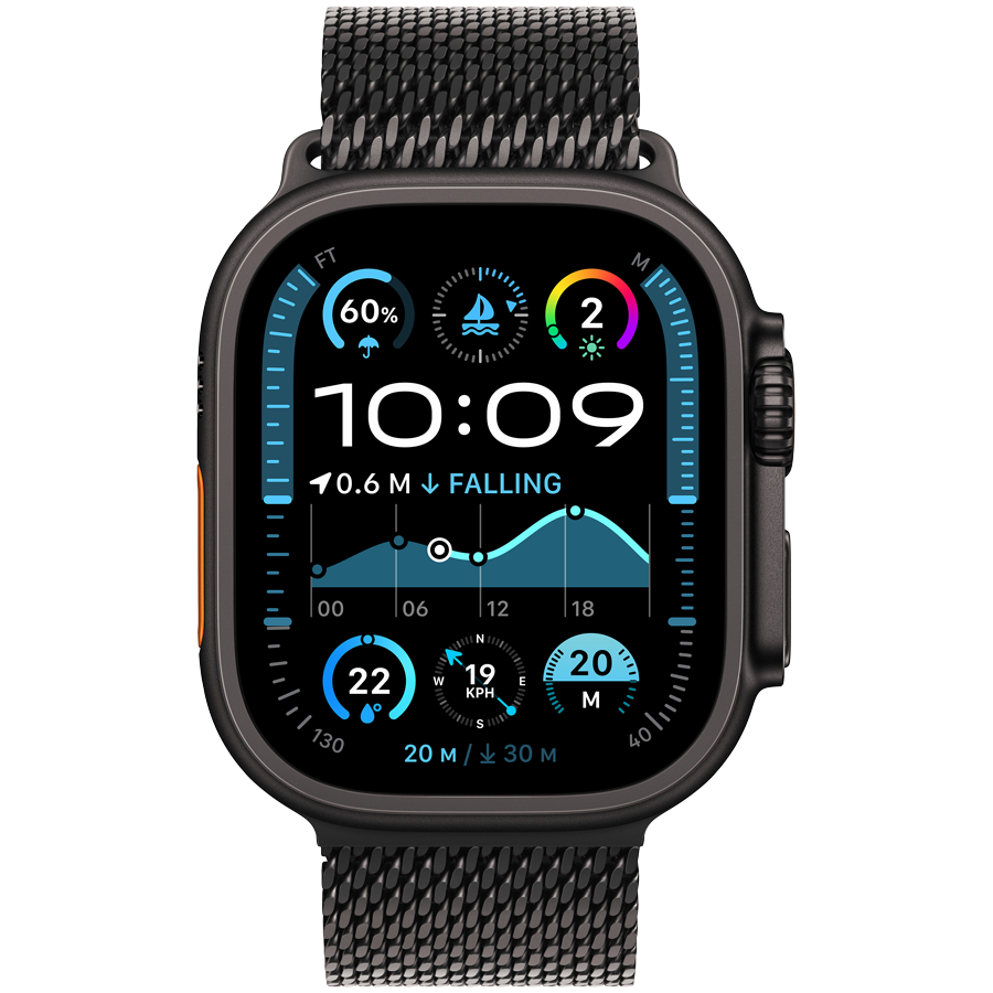 Apple Watch Ultra 2 2024  Черная титановая Milanese петля, М, 49мм, Black Titanium