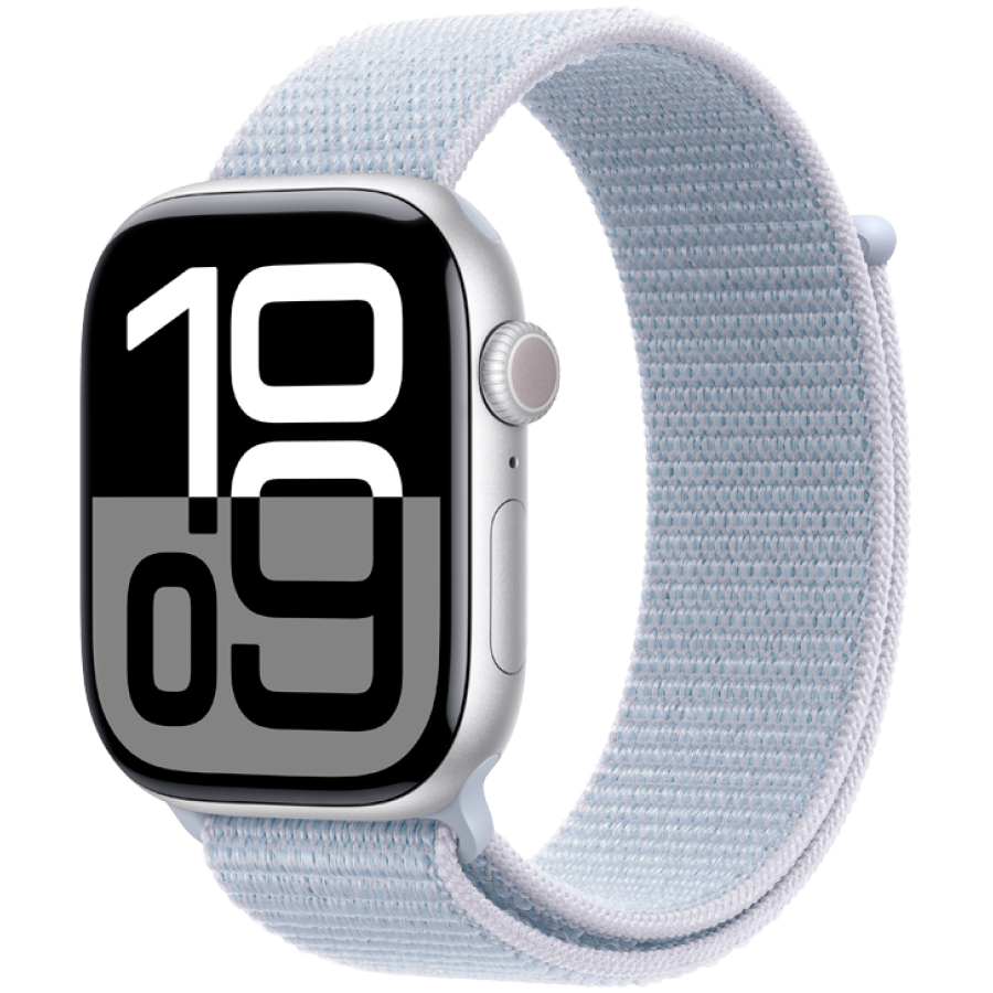 Apple Watch Series 10 GPS 46mm Silver Aluminum Case with Blue Cloud Sport Loop