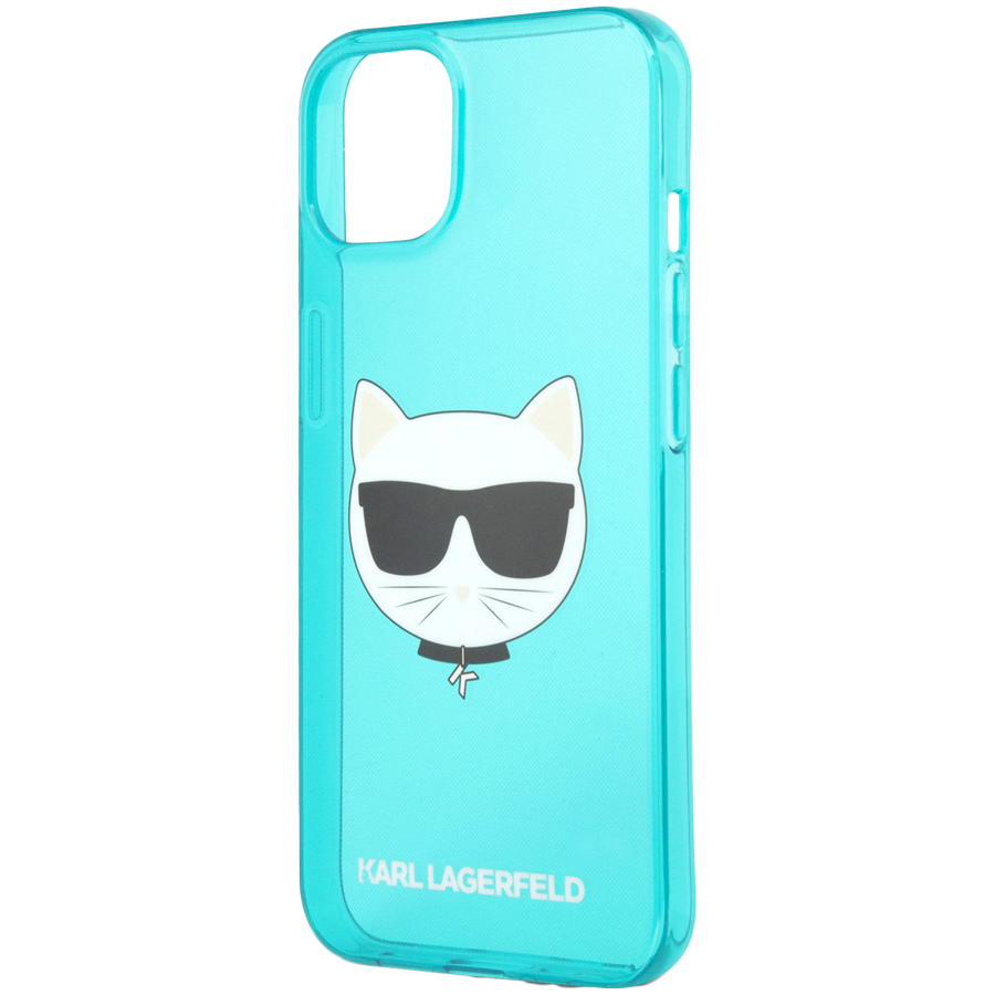 Чехол Lagerfeld для iPhone 13 TPU FLUO Choupette Hard Transp Blue
