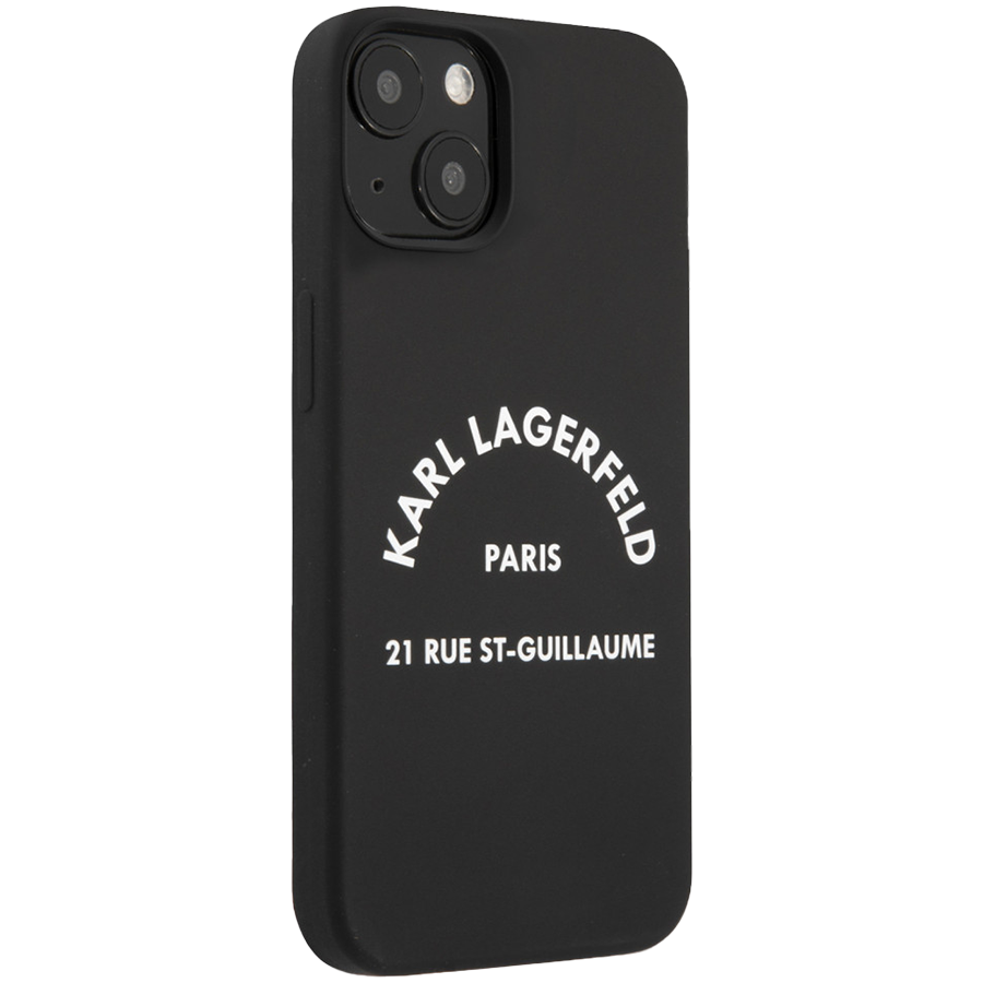 Чехол Lagerfeld для iPhone 13 Liquid silicone RSG logo Hard Black