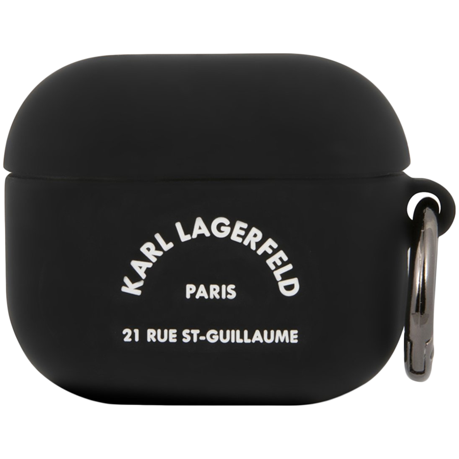 Чехол LAGERFELD Silicone case with ring RSG logo  Чёрный для AirPods (Gen3)