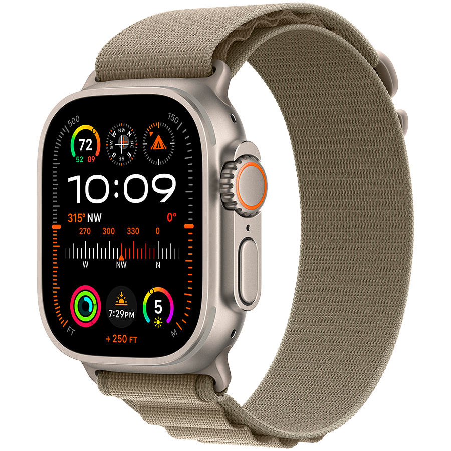 Apple Watch Ultra 2 2024 GPS + Cellular 49mm Natural Titanium Case with Olive Alpine Loop - S