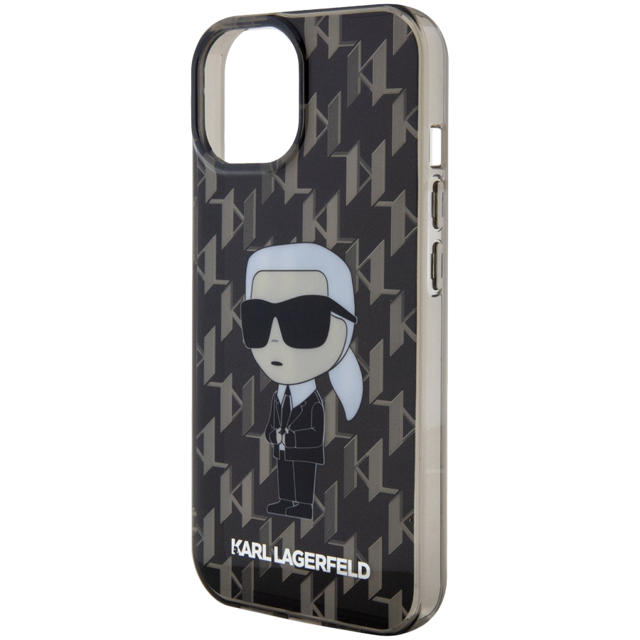 Lagerfeld для iPhone 15 чехол PC/TPU Monogram NFT Karl Ikonik Hard Black