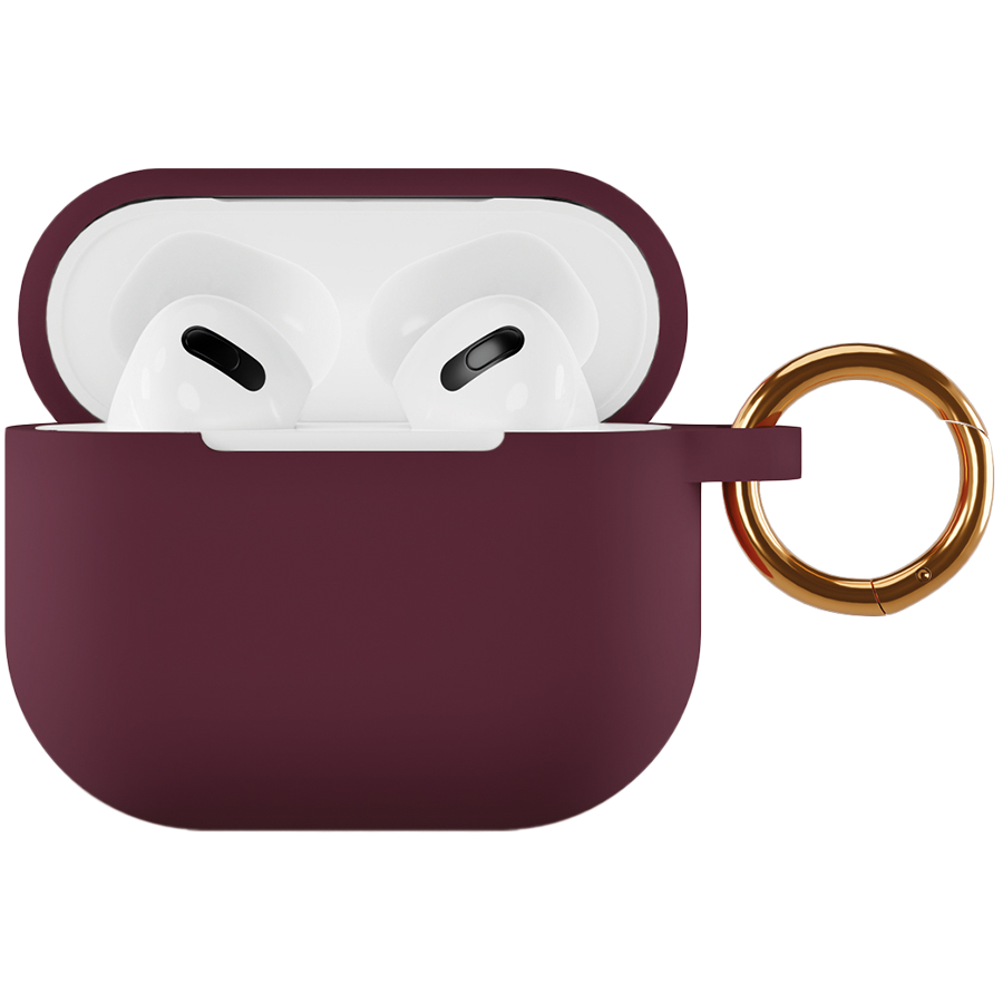 Чехол силиконовый VLP для AirPods 3 (2021),с кольцом, Soft Touch, марсала