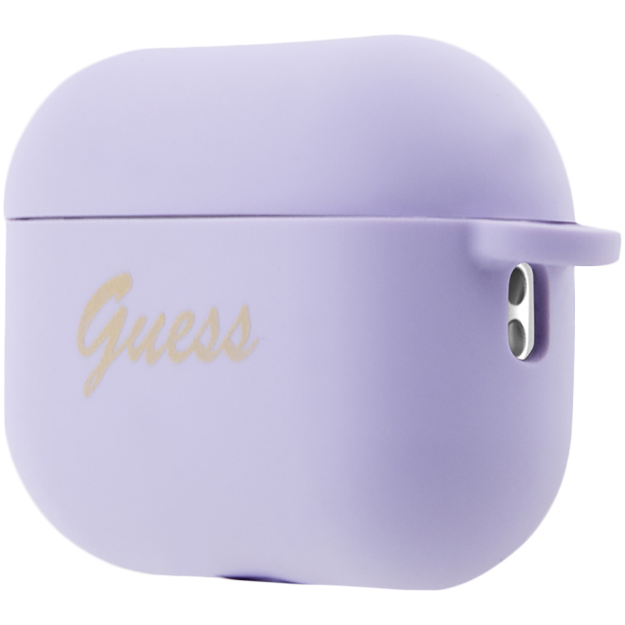 Чехол GUESS Silicone Script logo  Пурпурный для AirPods Pro (Gen2)