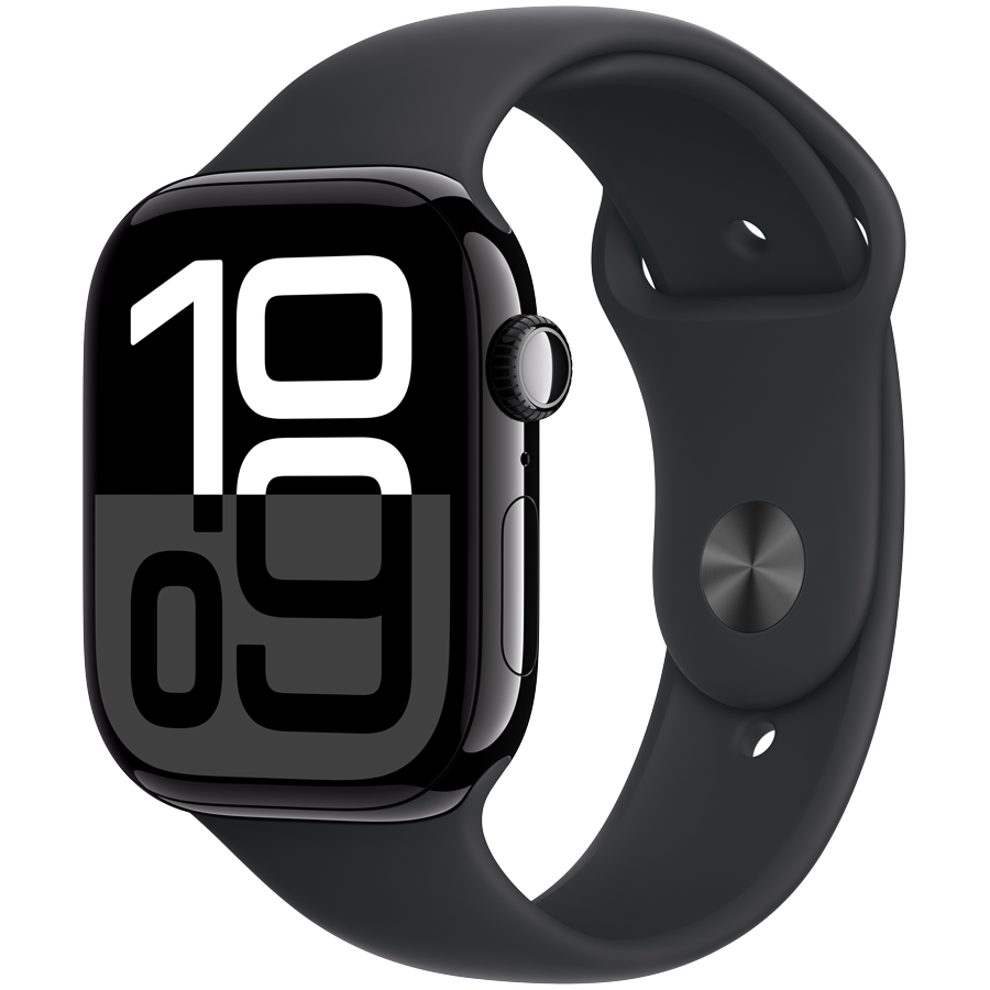 Apple Watch Series 10 GPS 42mm Jet Black Aluminum Case with Black Sport Band - S/M