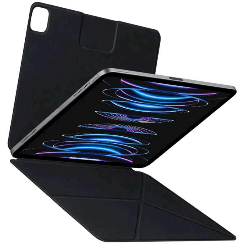 Обложка Smart Folio PITAKA MagEZ Folio с MagSafe Чёрная для iPad Air (4-го поколения)/Air (5-го поколения)/Pro 12,9 дюйма (3-го, 4-го и 5-го поколения)/Pro 12.9-inch (6th поколение)