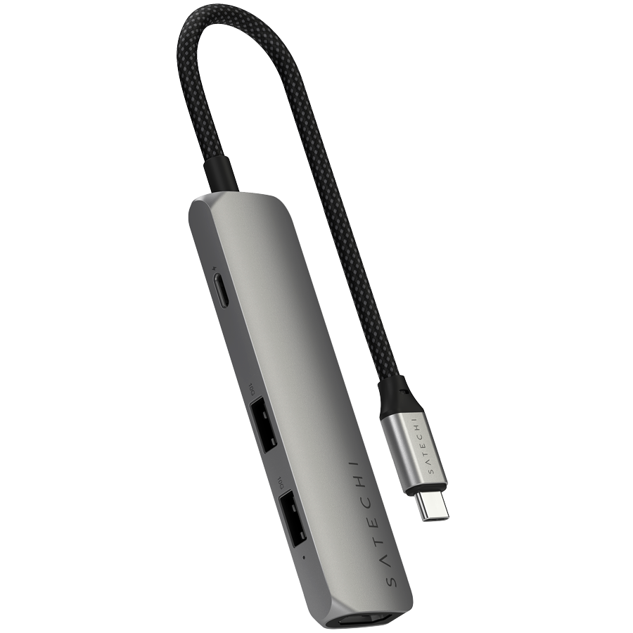 Адаптер SATECHI 4-in-1 USB-C PD&2xUSB-A 3.2 Gen2&HDMI 4K@60Hz Slim Multiport Adapte. Цвет: серый кос