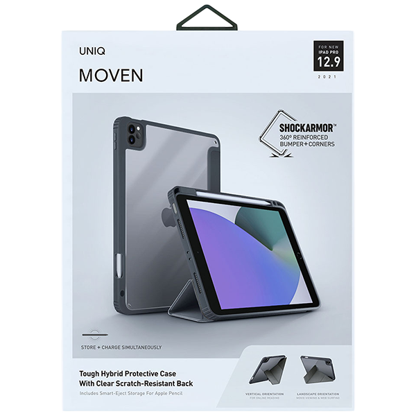 Чехол Uniq для iPad Pro 12.9 (2021) Moven Anti-microbial Grey