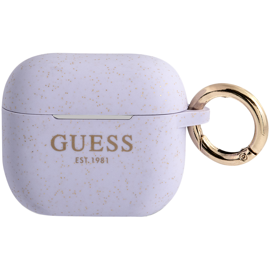 Чехол GUESS Silicone with ring  Glitter/Purple для AirPods (Gen3)