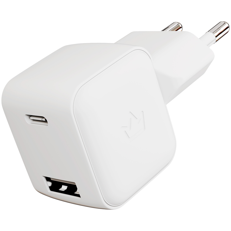 Сетевое зарядное устройство VLP G-Charge 30Вт USB-C+USB-A, QC, белый