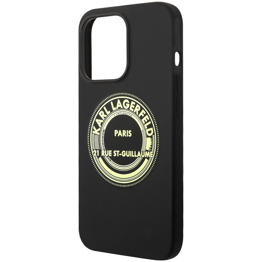 Lagerfeld для iPhone 14 Pro чехол Liquid silicone RSG Round logo Hard Black