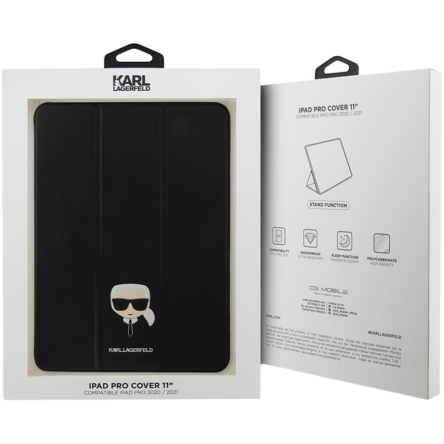 Обложка Smart Folio LAGERFELD Saffiano Karl head  Серебристая для iPad Pro 11-inch (4th поколение)/Pro 11 дюймов (3-го поколения)