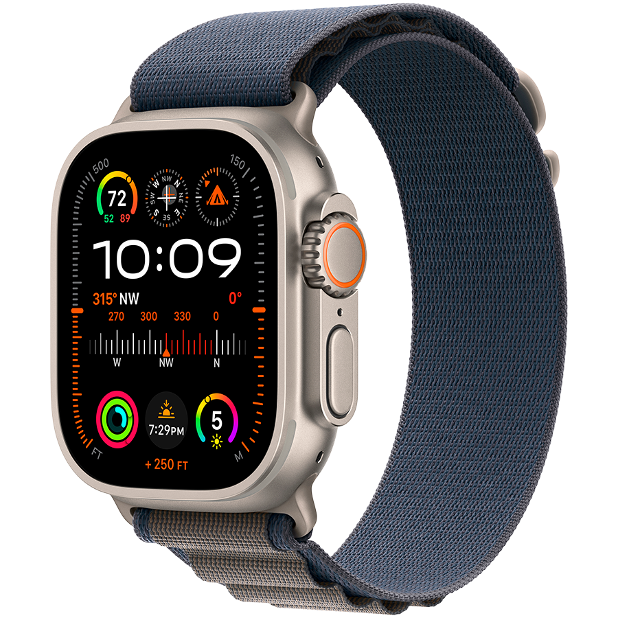 Apple Watch Ultra 2 2024 GPS + Cellular 49mm Natural Titanium Case with Blue Alpine Loop - L