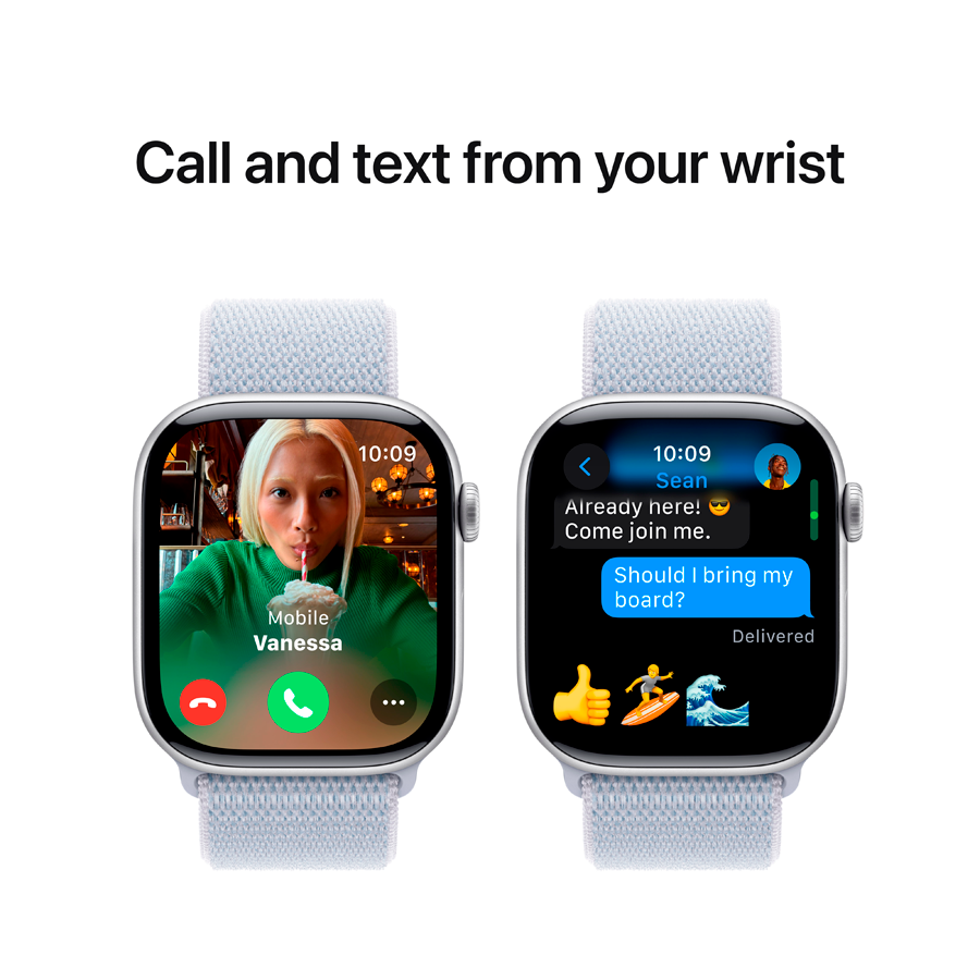 Apple Watch Series 10 GPS  Голубое облако спортивный ремешок, 42мм, Серебристый