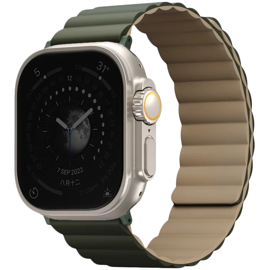 Uniq для Apple Watch 49/45/44/42 mm ремешок Revix reversible Magnetic Green/Tan