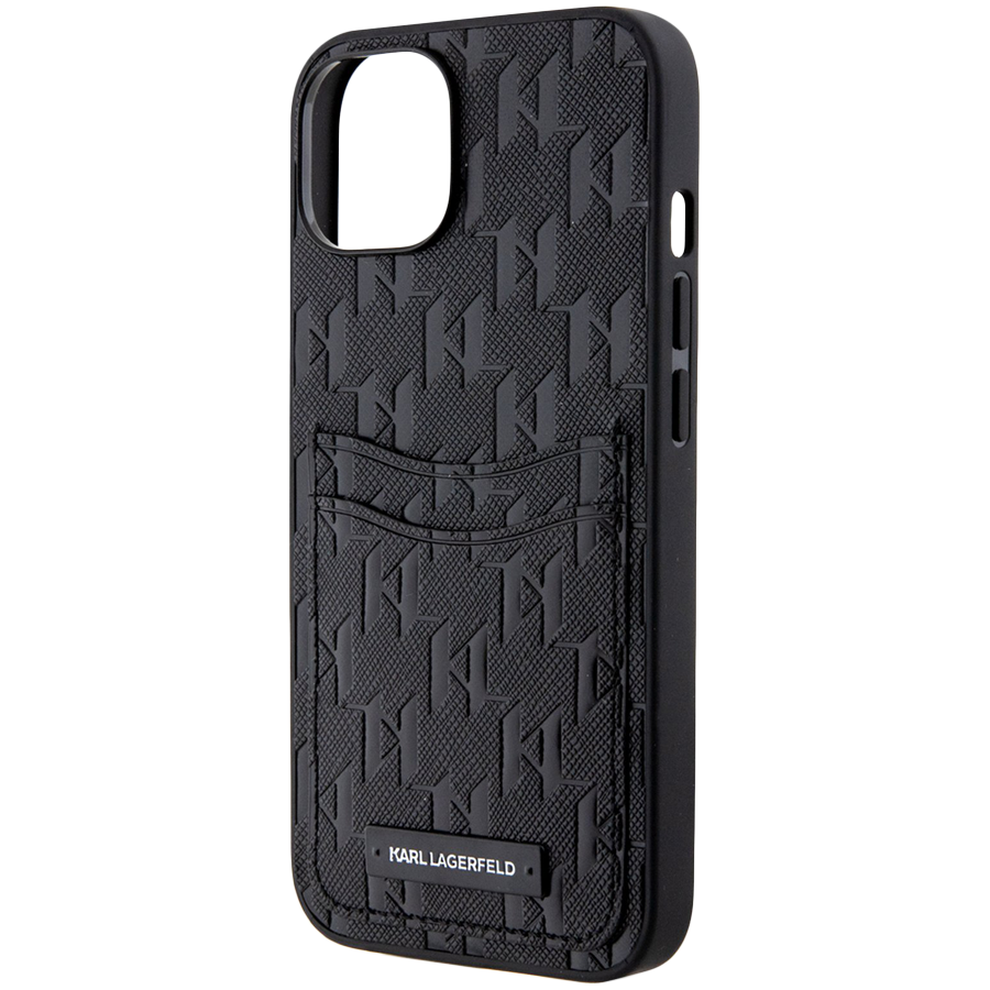 Lagerfeld для iPhone 14 чехол PU Saffiano Monogram with Cardslot Hard Black