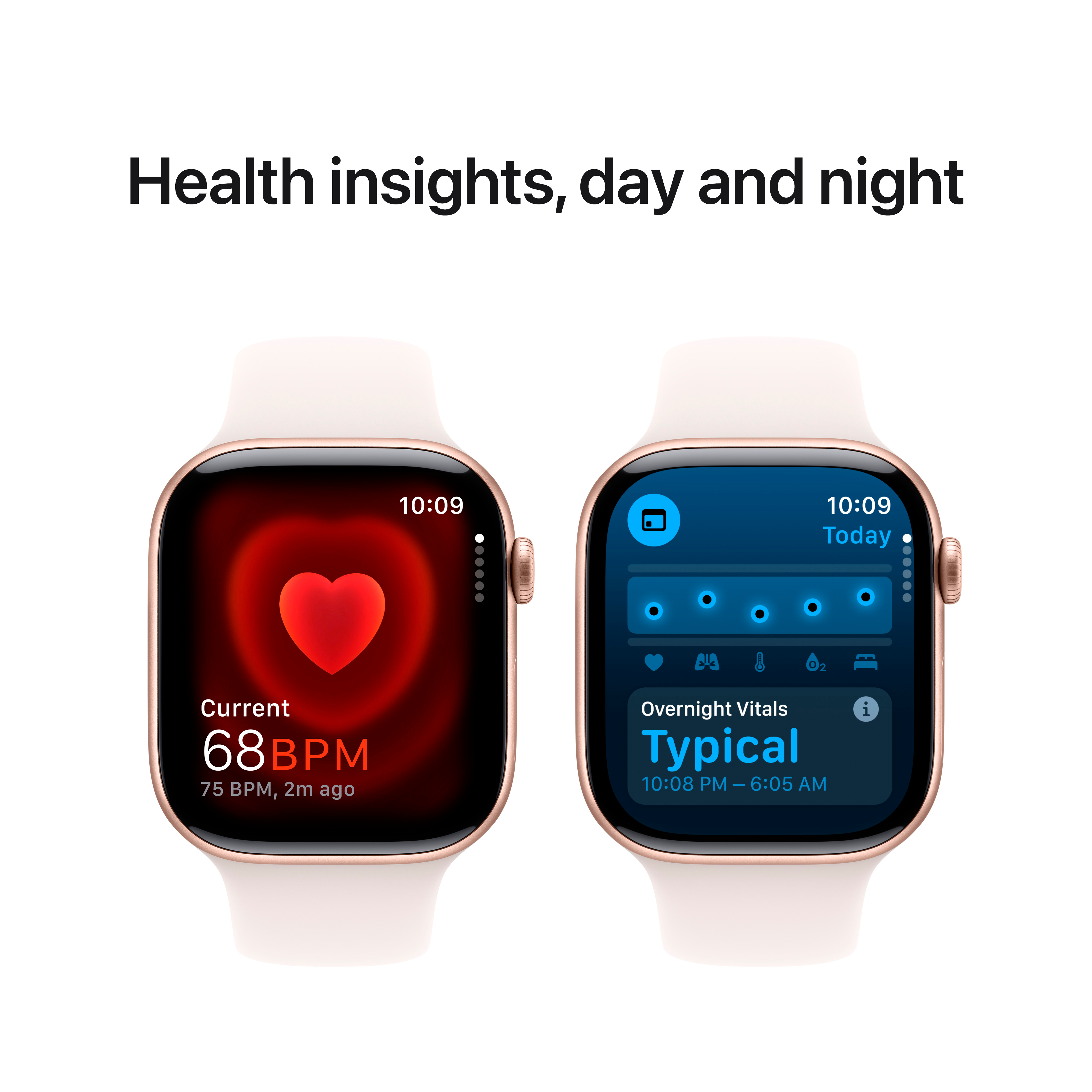 Apple Watch Series 10 GPS  Светлый розовый спортивный ремешок, S/M, 46мм, Розовое золото