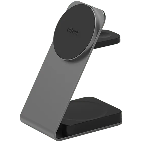 Беспроводное зарядное устройство uBear Level Pro, 25Вт, MagSafe совместимое, цвет: серый