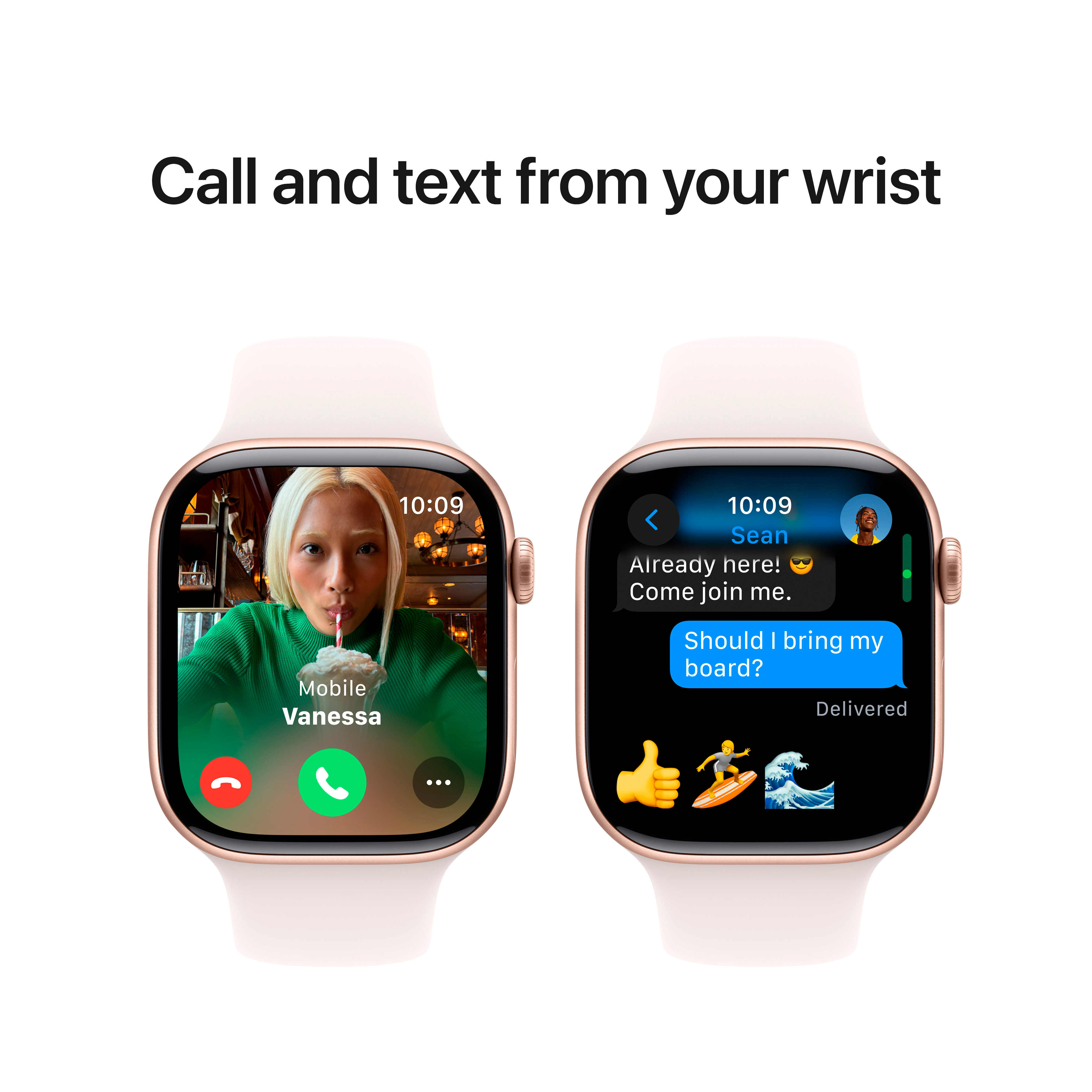 Apple Watch Series 10 GPS  Светлый розовый спортивный ремешок, S/M, 46мм, Розовое золото