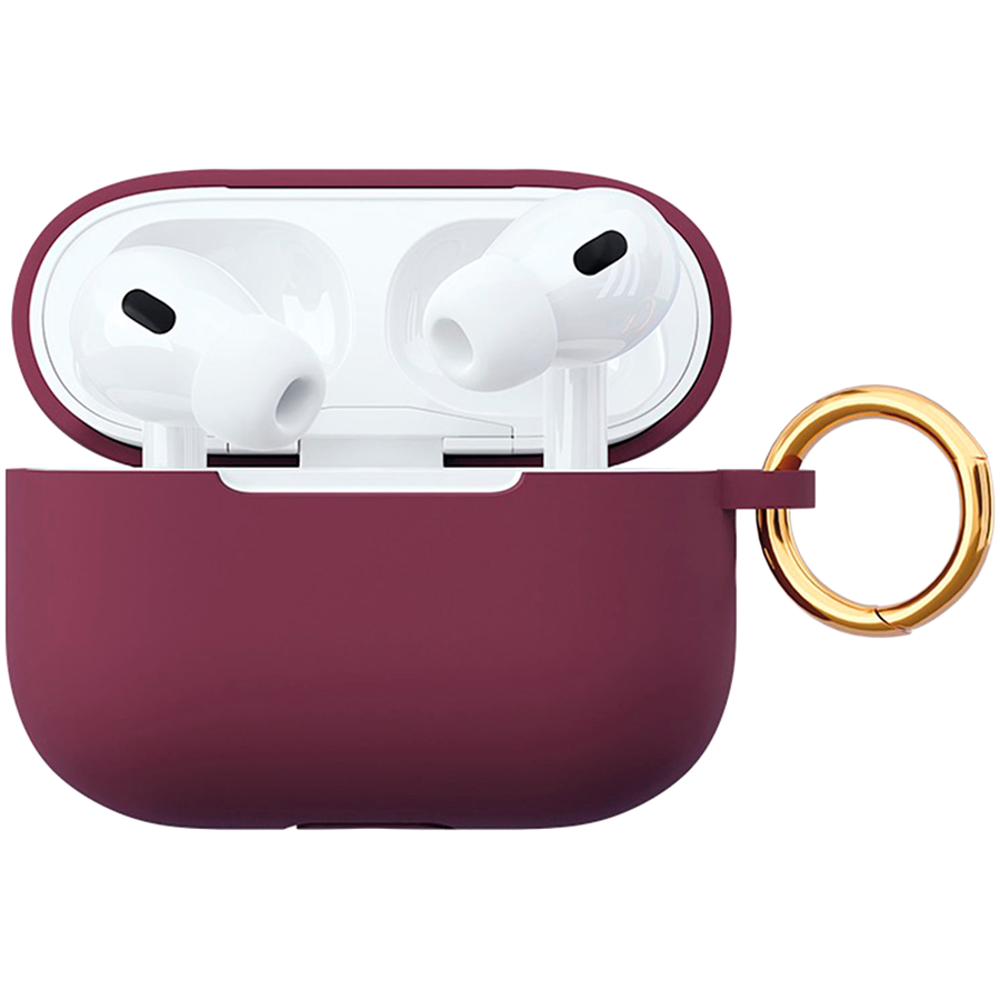 Чехол защитный VLP Soft Touch, с кольцом, для AirPods Pro 2 (2022), марсала