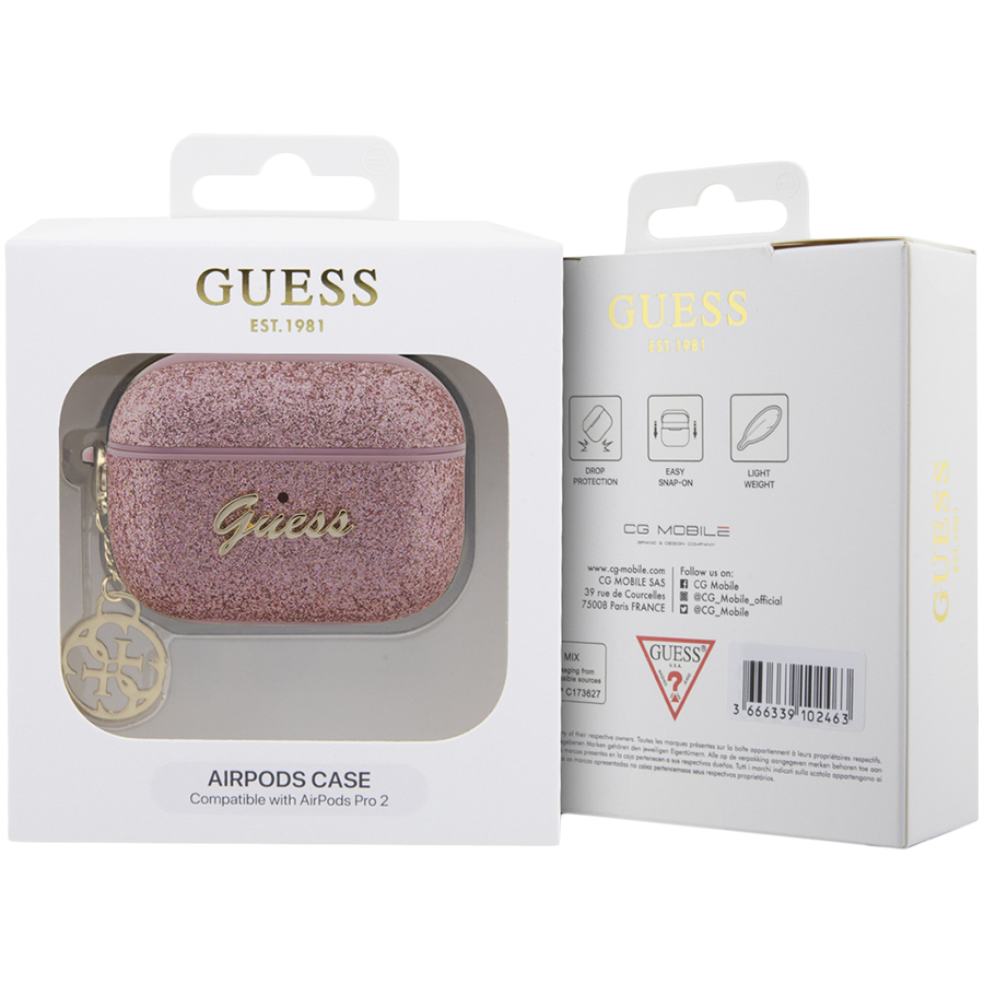 Чехол GUESS Glitter flakes  Розовый для AirPods Pro (Gen2)