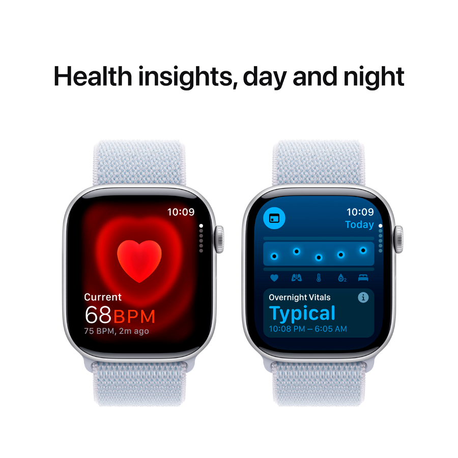 Apple Watch Series 10 GPS  Голубое облако спортивный ремешок, 42мм, Серебристый