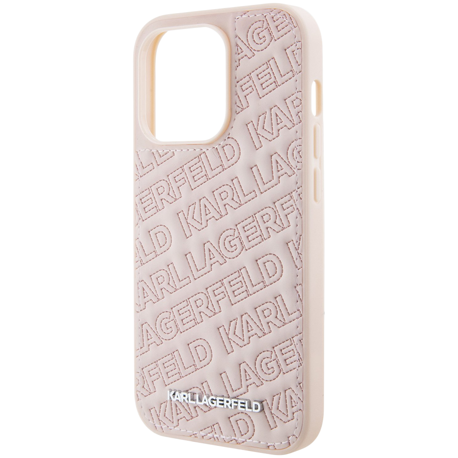 Чехол LAGERFELD Quilted Logo pattern Hard Розовый для iPhone 15 Pro