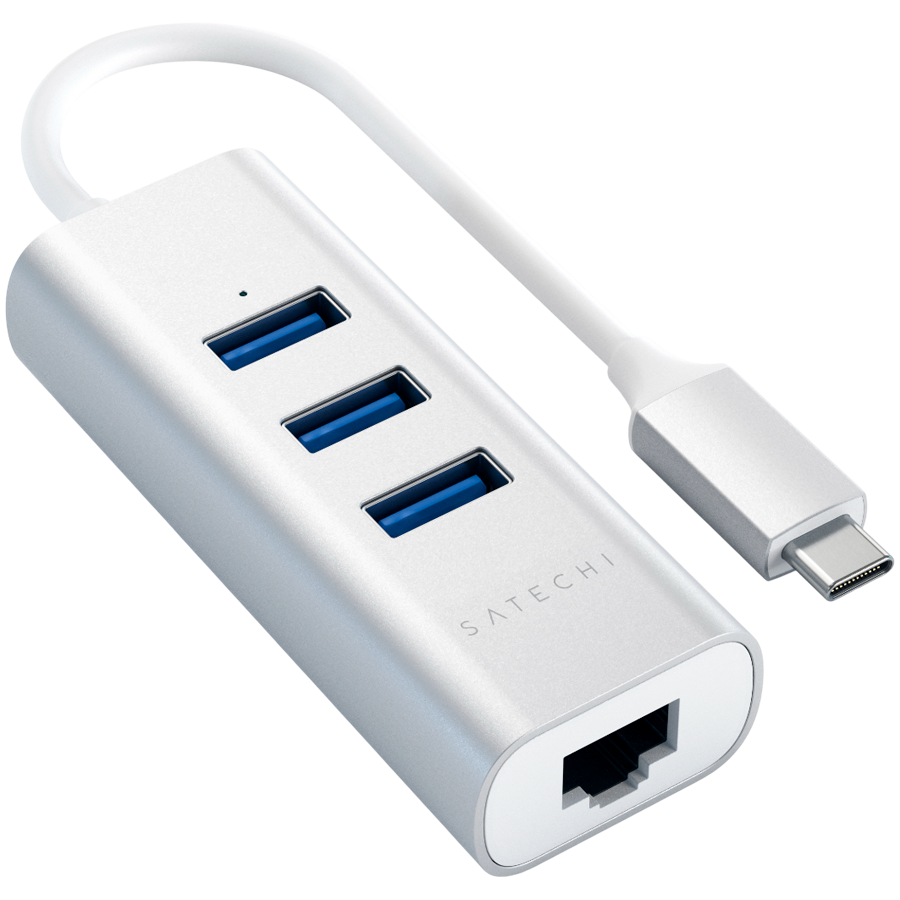 Хаб Satechi Type-C 2-in-1 USB Hub with Ethernet, Silver
