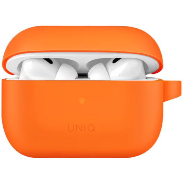 Uniq для Airpods Pro 2 чехол Vencer Silicone case +carabin and earstrap Orange