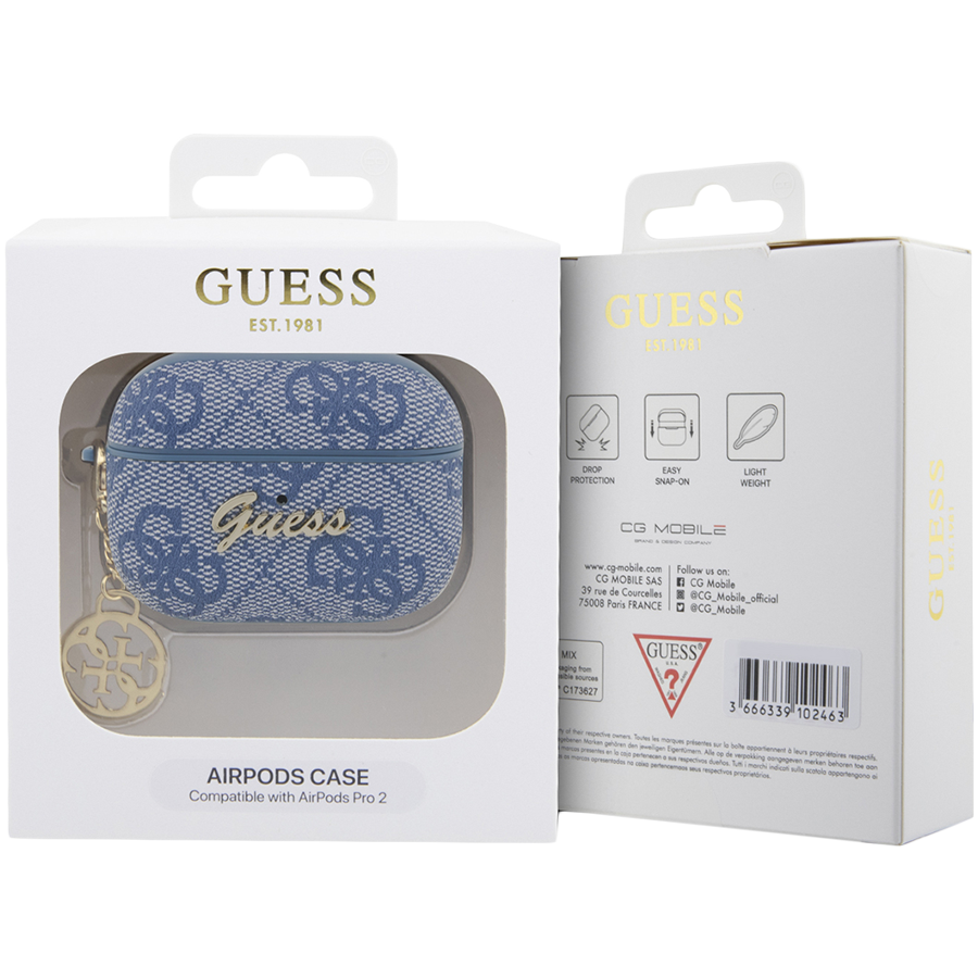 Чехол GUESS PU leather 4G  Синий для AirPods Pro (Gen2)