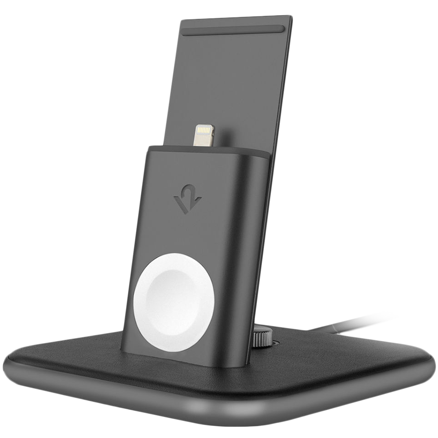 TWELVE SOUTH Подставка-док станция HiRise Duet для Apple Watch - all generations, iPhone X, 8 / 8 Plus, 7 / 7 Plus, 6 Plus / 6s Plus, 6 / 6s, SE, 5 / 5s / 5c, Чёрный/Серебристый